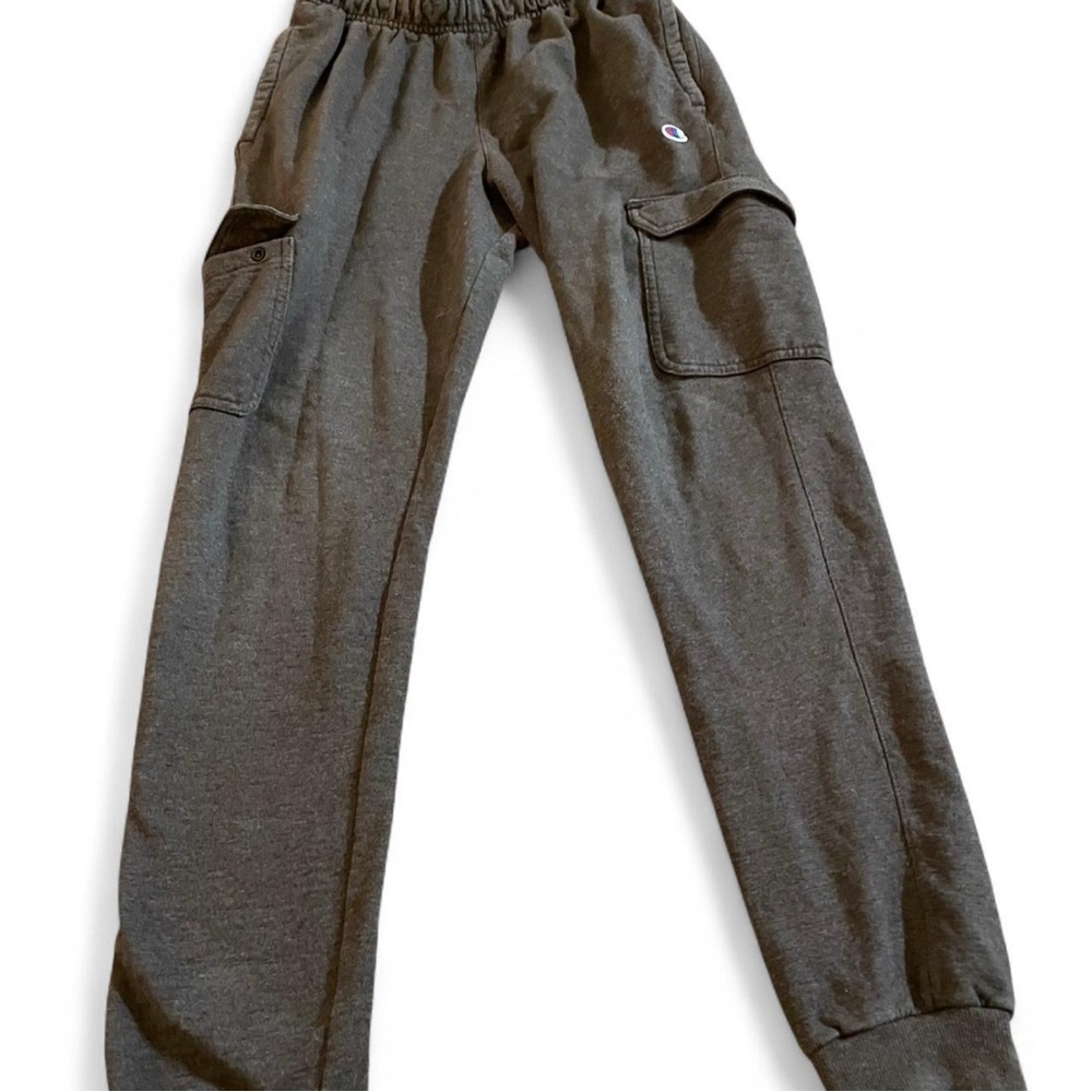 Champion Cargo Sweatpants Mens S Gray Jogger Pants Fleece Athletic Logo